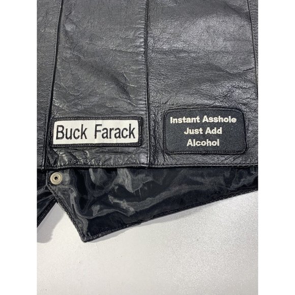 BIG B's Black Leather Vest Motorcycle Western 46   Harley Davidson Mason Patch - Picture 11 of 12